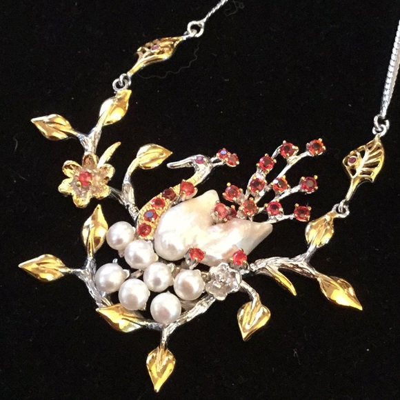 Gem & Mineral Show Jewelry - Genuine Pearl & Sapphire Masterpiece Necklace !